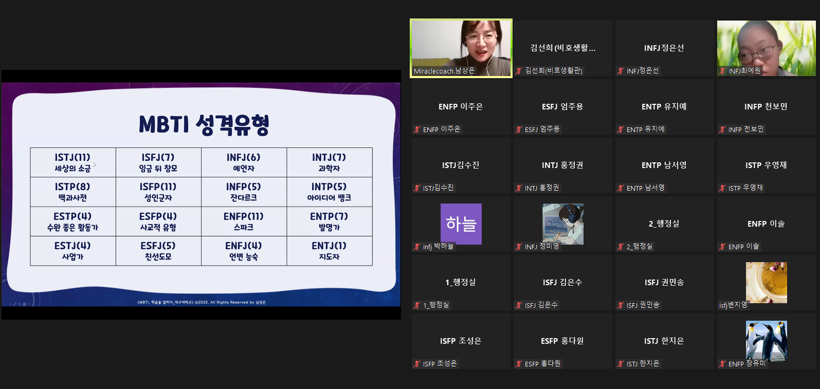 2022-2학기 RC 교육프로그램 MBTI 유형별 학습전략